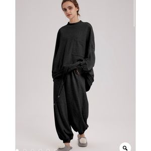 Nap Cotton Track Sweatsuit Set | Black Size Large | NWT